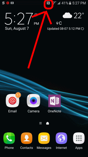 NFC icon on samsung phone